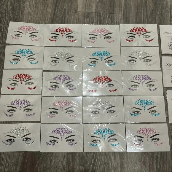 Set of 3 Face Gem Stickers Festival Makeup Mermaid Fairy Carnival New You Pick 3 - Picture 8 of 9